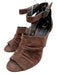 Maria + Cornejo Shoe Size 37 Brown & Black Suede Ruched Ankle Strap Mule Sandals Brown & Black / 37