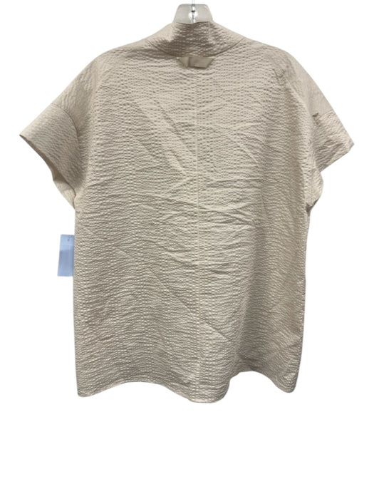 Maria + Cornejo Size 6 White Cotton Cap Sleeve Seersucker Split Neck Top White / 6