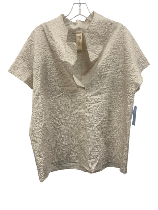 Maria + Cornejo Size 6 White Cotton Cap Sleeve Seersucker Split Neck Top White / 6