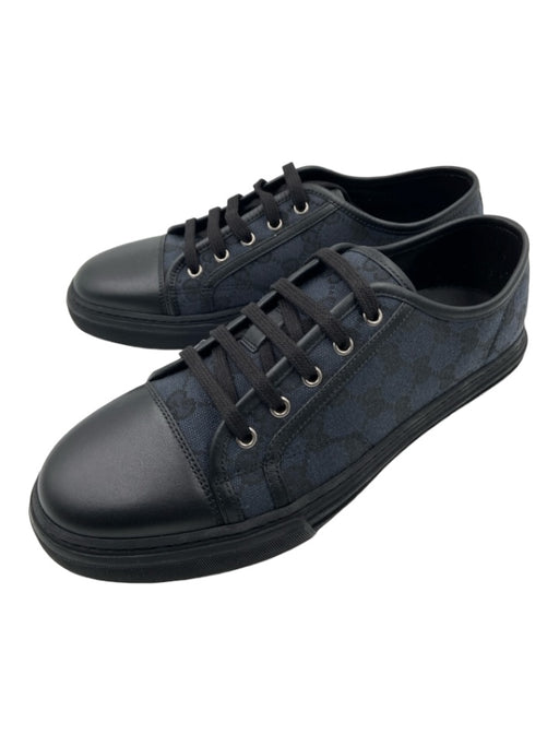 Gucci Shoe Size 8 Black & Navy Canvas Guccissima Laces Men's Shoes 8