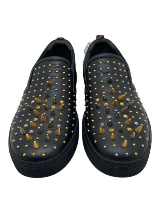 Gucci Shoe Size 8.5 Black Leather Spikes Slip On Men's Shoes Black / 8.5
