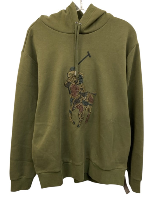 Polo Size L Olive Green Cotton Blend logo Hoodie Men's Jacket Olive Green / L