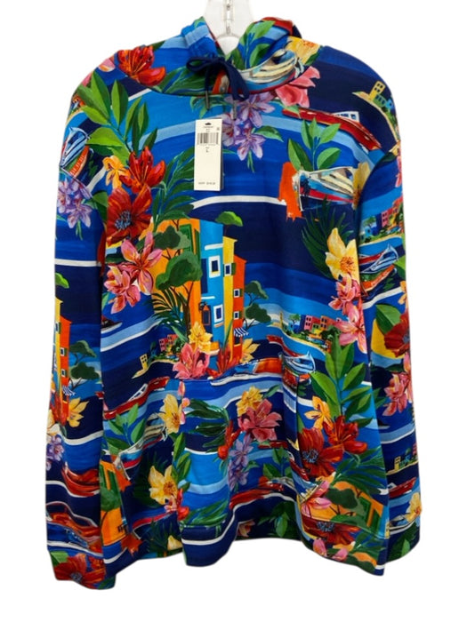 Polo NWT Size L Green & Blue Cotton Blend Floral Hoodie Men's Jacket Green & Blue / L