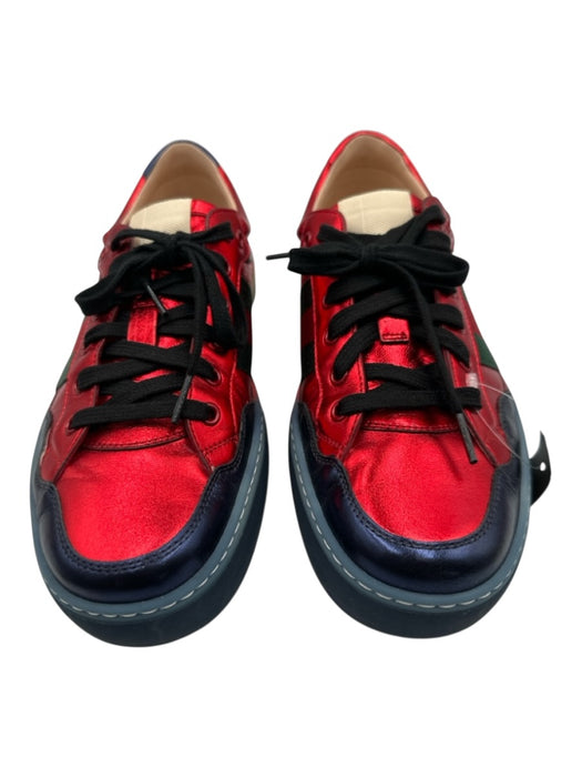 Gucci Shoe Size 8 Red & Blue Leather Shiny Sneaker Men's Shoes Red & Blue / 8