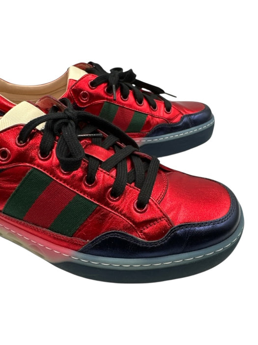 Gucci Shoe Size 8 Red & Blue Leather Shiny Sneaker Men's Shoes Red & Blue / 8