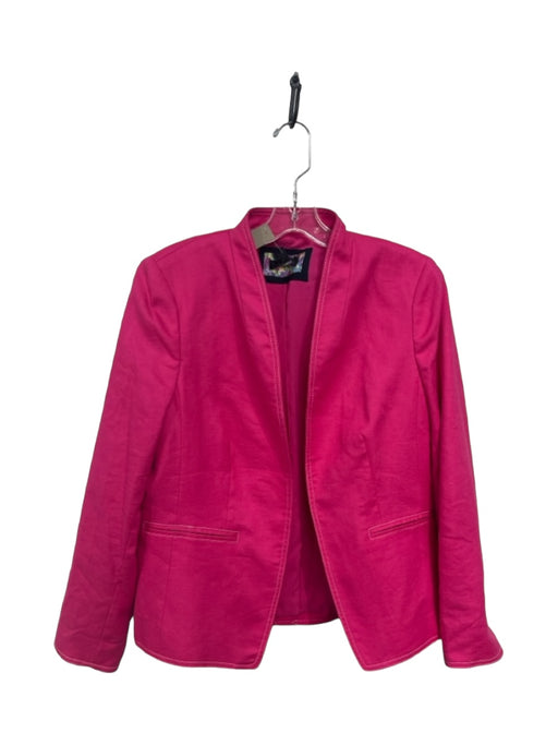 J Crew Size 10 Hot pink Linen Blend Long Sleeve contrast stitch Pockets Jacket Hot pink / 10