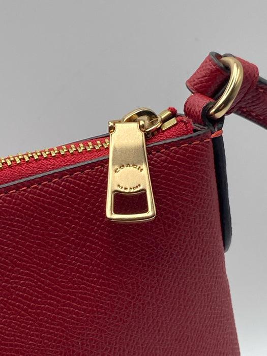 Coach Red Coated Leather Zip Close Crossbody Bag