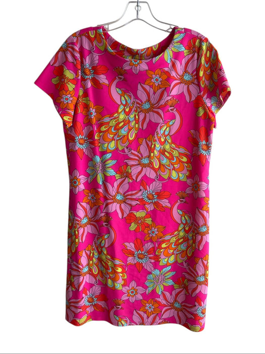 Jude Connally Size M Pink Nylon & Spandex Peacock Round Neck short sleeve Dress Pink / M