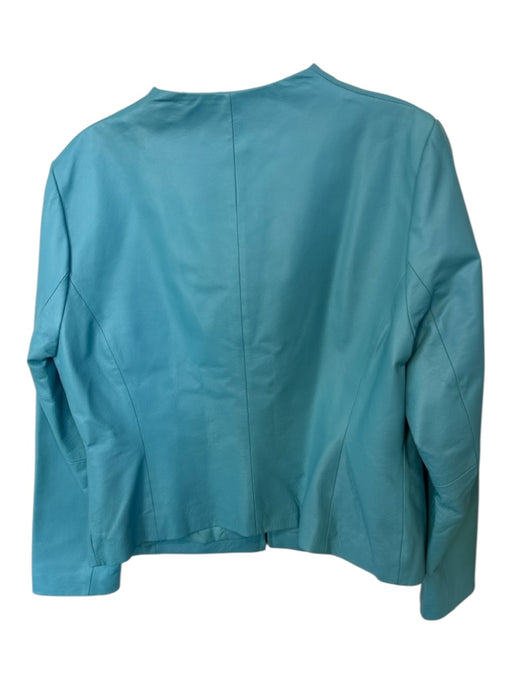 Russell Kemp Size 14P Aqua Leather Long Sleeve Full ZIp Jacket Aqua / 14P