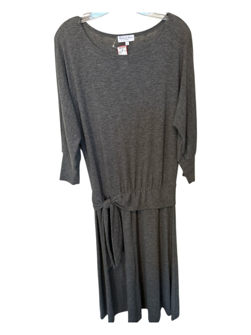 Michael Stars Size L Gray Polyester Blend Long Sleeve Front Tie Maxi Dress Gray / L
