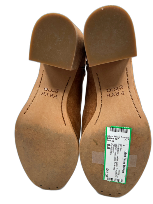 Frye and Co. Shoe Size 8.5 Tan Brown Leather Suede Braided Trim Ankle Booties Tan Brown / 8.5