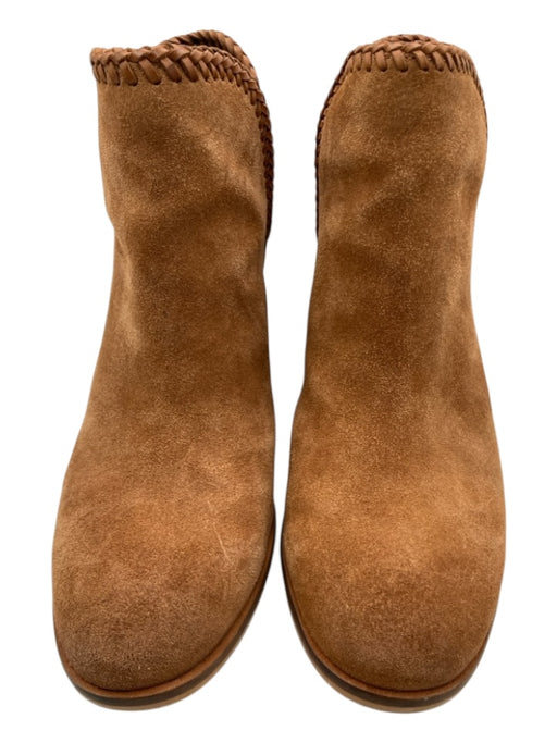 Frye and Co. Shoe Size 8.5 Tan Brown Leather Suede Braided Trim Ankle Booties Tan Brown / 8.5