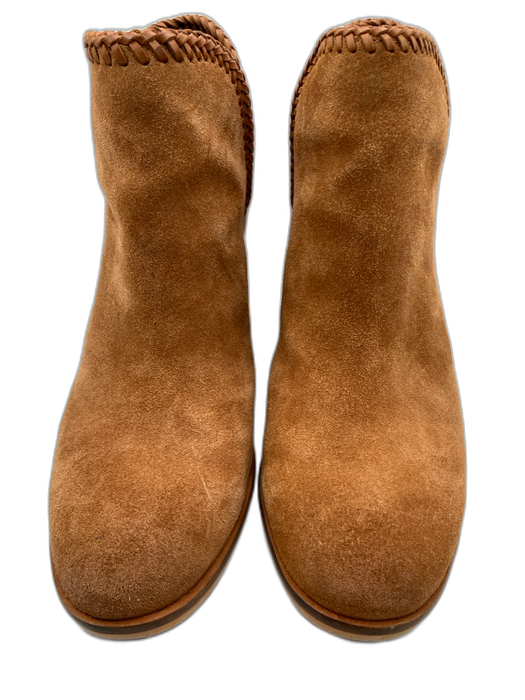 Frye and Co. Shoe Size 8.5 Tan Brown Leather Suede Braided Trim Ankle Booties Tan Brown / 8.5