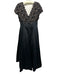 Victor Costa Size 10 Black Polyester Sleeveless V Neck & Back Crochet Gown Black / 10