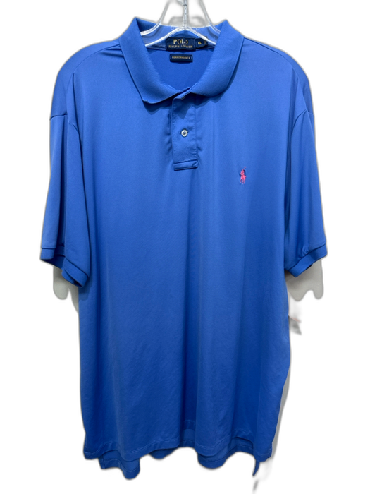 Polo Size XL Blue Polyester Solid Polo Men's Short Sleeve Blue / XL