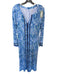 Lilly Pulitzer Size M Blue & Navy Rayon Blend Long Sleeve Botanical V Neck Dress Blue & Navy / M