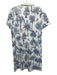 J Mclaughlin Size M White, BLue, Brown Nylon Palm Tree Print Short Sleeve Dress White, BLue, Brown / M