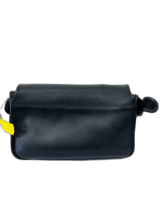 Coach Black Leather Flap Closure Zip Close Buckle Strap Bag Black / M