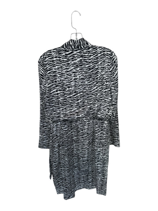 Donna Karan Size 10 White & Black Polyester Long Sleeve Zebra Front Tie Dress White & Black / 10