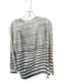 Theory Size M Ivory & Taupe Silk Long Sleeve Striped Top Ivory & Taupe / M