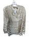Theory Size M Ivory & Taupe Silk Long Sleeve Striped Top Ivory & Taupe / M