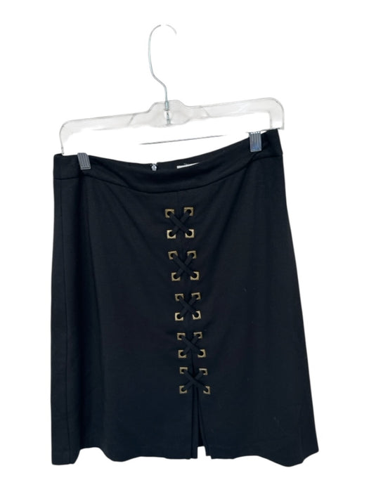 Trina Turk Size 12 Black & Brass Rayon Blend Lace Up Front Midi Skirt Black & Brass / 12