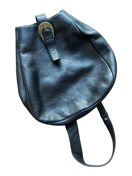 Nina Ricci Black & Gold Leather One Strap Buckle Bag Black & Gold / M