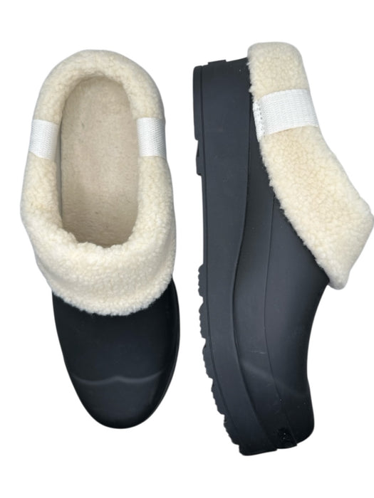 Hunter Shoe Size 10 Black & Cream Rubber Faux Fur Lining Open Back Rainboots Black & Cream / 10