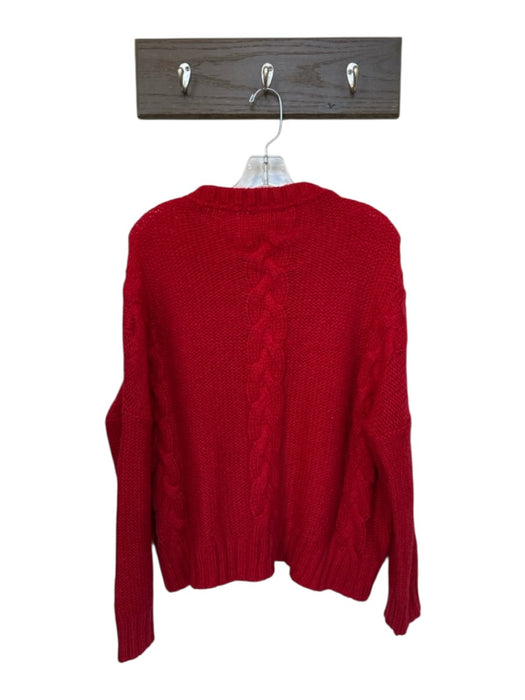 Wooden Ships Size S/M Red Mohair Blend Long Sleeve Cable Knit Crew Neck Sweater Red / S/M