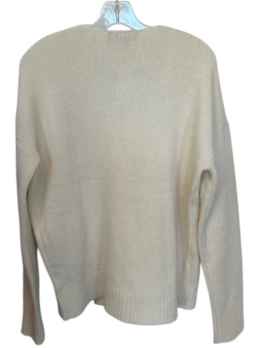 Theory Size M Cream Cashmere Long Sleeve Nickle V Neck Sweater Cream / M