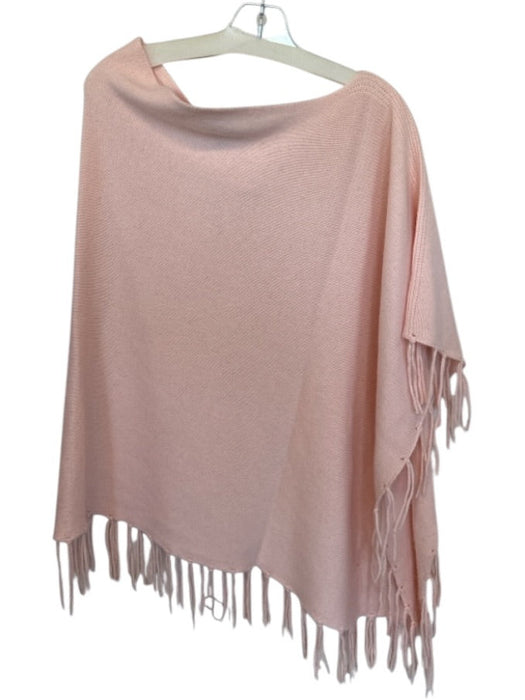 Artisan NY Size One Size Baby Pink Knit Fringe Poncho Sweater Baby Pink / One Size