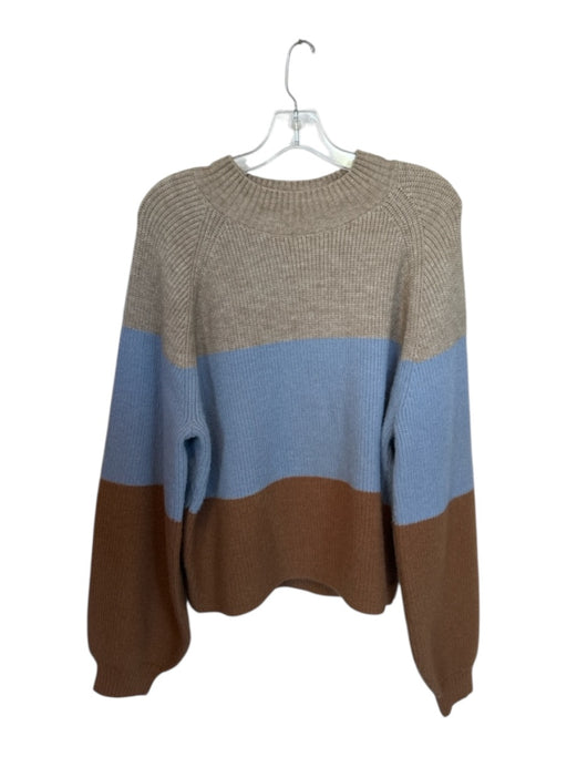 ee:some Size M Brown & Blue Acrylic Blend Long Balloon Sleeve Knit Sweater Brown & Blue / M