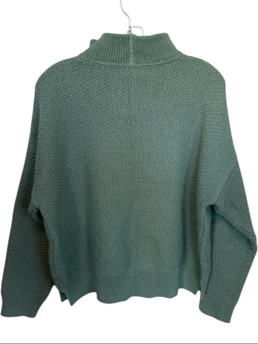 Madewell Size L Light Green Cotton Funnel Neck Knit Buttons Sweater Light Green / L