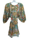 Cleobella Size XS Teal & Green Cotton Long Balloon Sleeve Kaleidoscope Dress Teal & Green / XS