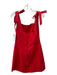 Alice & Olivia Size 8 Red Cotton Denim Tie Straps Back Zip Mini Dress Red / 8