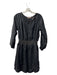 Rebecca Taylor Size Est S Black Silk Mini Long Sleeve V Neck Elastic Waist Dress Black / Est S