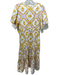 Lavi Size L White, Purple & Yellow Polyester Blend Short Sleeve Vase print Dress White, Purple & Yellow / L