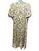 Lavi Size L White, Purple & Yellow Polyester Blend Short Sleeve Vase print Dress White, Purple & Yellow / L