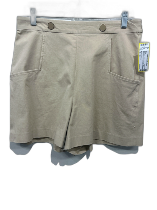 Pearl by Lela Rose Size M / 10 Khaki Beige Cotton & Viscose High Waist Shorts Khaki Beige / M / 10