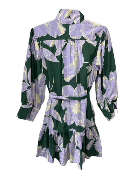 Christy Lynn Size Medium Purple, Green, Yellow Cotton Long puff sleeve Dress Purple, Green, Yellow / Medium