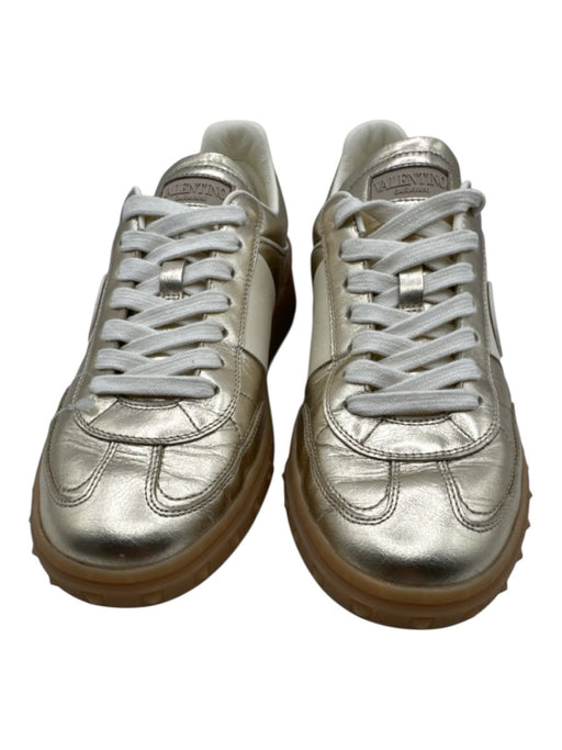 Valentino Garavani Shoe Size 37 Gold & White Leather Upper Gum sole Sneakers Gold & White / 37