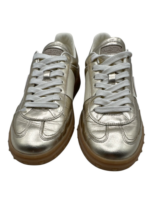 Valentino Garavani Shoe Size 37 Gold & White Leather Upper Gum sole Sneakers Gold & White / 37