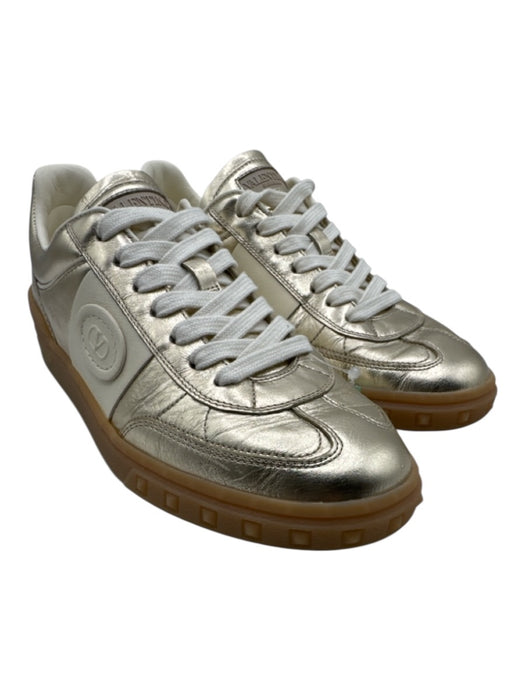 Valentino Garavani Shoe Size 37 Gold & White Leather Upper Gum sole Sneakers Gold & White / 37
