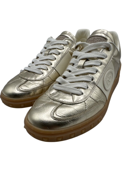 Valentino Garavani Shoe Size 37 Gold & White Leather Upper Gum sole Sneakers Gold & White / 37