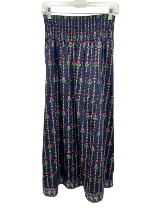Hill House Size M Navy Blue Print Cotton Smocked Ruffle Straps Midi Skirt Set Navy Blue Print / M