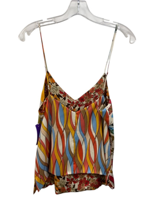 La Prestic Ouiston Size 2 Red, Blue, Yellow Silk Abstract Pattern Block Top Red, Blue, Yellow / 2