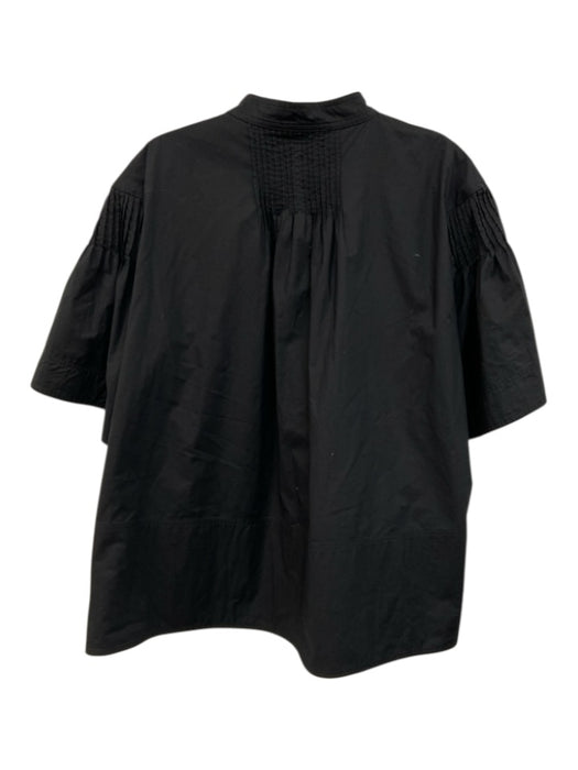 Proenza Schouler Size 8 Black Cotton Half Flare Sleeve Pintuck Top Black / 8