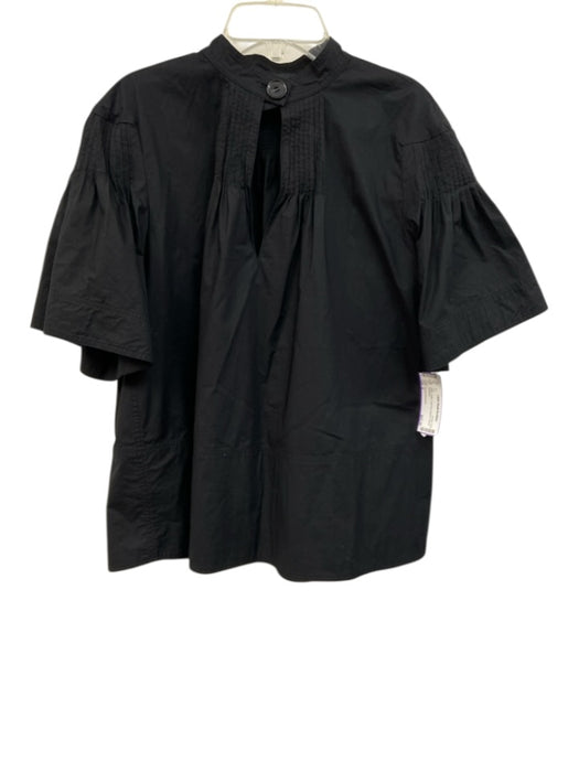 Proenza Schouler Size 8 Black Cotton Half Flare Sleeve Pintuck Top Black / 8