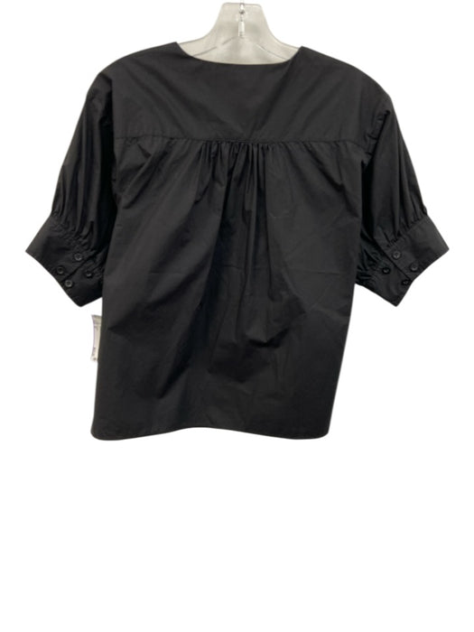 Frame Size M Black Cotton V Neck Half Puff Sleeve Top Black / M