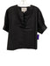 Frame Size M Black Cotton V Neck Half Puff Sleeve Top Black / M